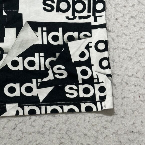 Adidas Boy's Large (14/16) Black White Logo Short Sleeve Athletic T Shirt - Picture 15 of 15
